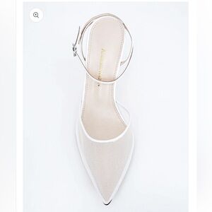 Andrea Wazen Denver 105 leather mesh white heels